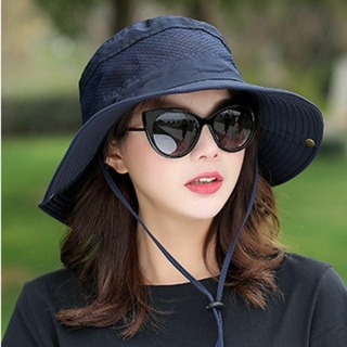 帽子 レディース つば広 日焼け防止 紫外線対策 サファリハット ネイビー(ハット)