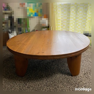ちゃぶ台　丸テーブル　座卓　円卓　折りたたみテーブル　天然木　ローテーブル　美品(ローテーブル)