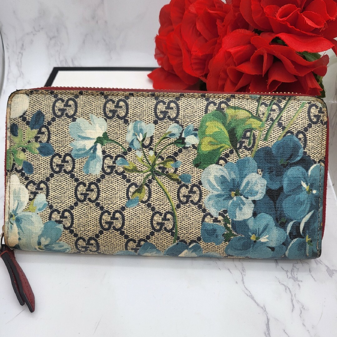 Gucci - GUCCI グッチ ブルームス ラウンドファスナー 長財布 財布 花