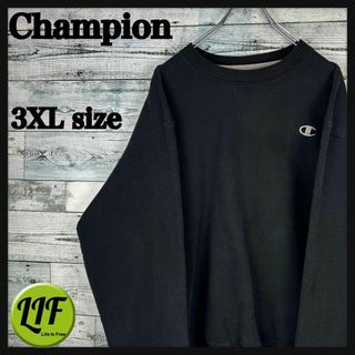 チャンピオン(Champion)のチャンピオン 刺繍ロゴ ワンポイント スウェット ブラック XXXL(スウェット)