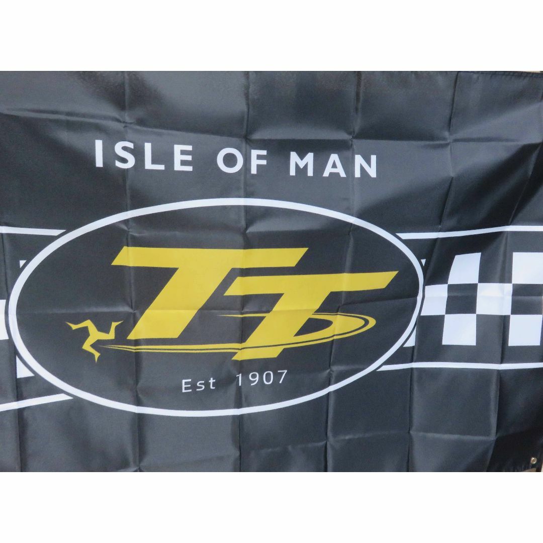 『特大９』黒TTマン島TTレースIsle of Manフラッグ旗UK二輪車レース 自動車/バイクのバイク(その他)の商品写真