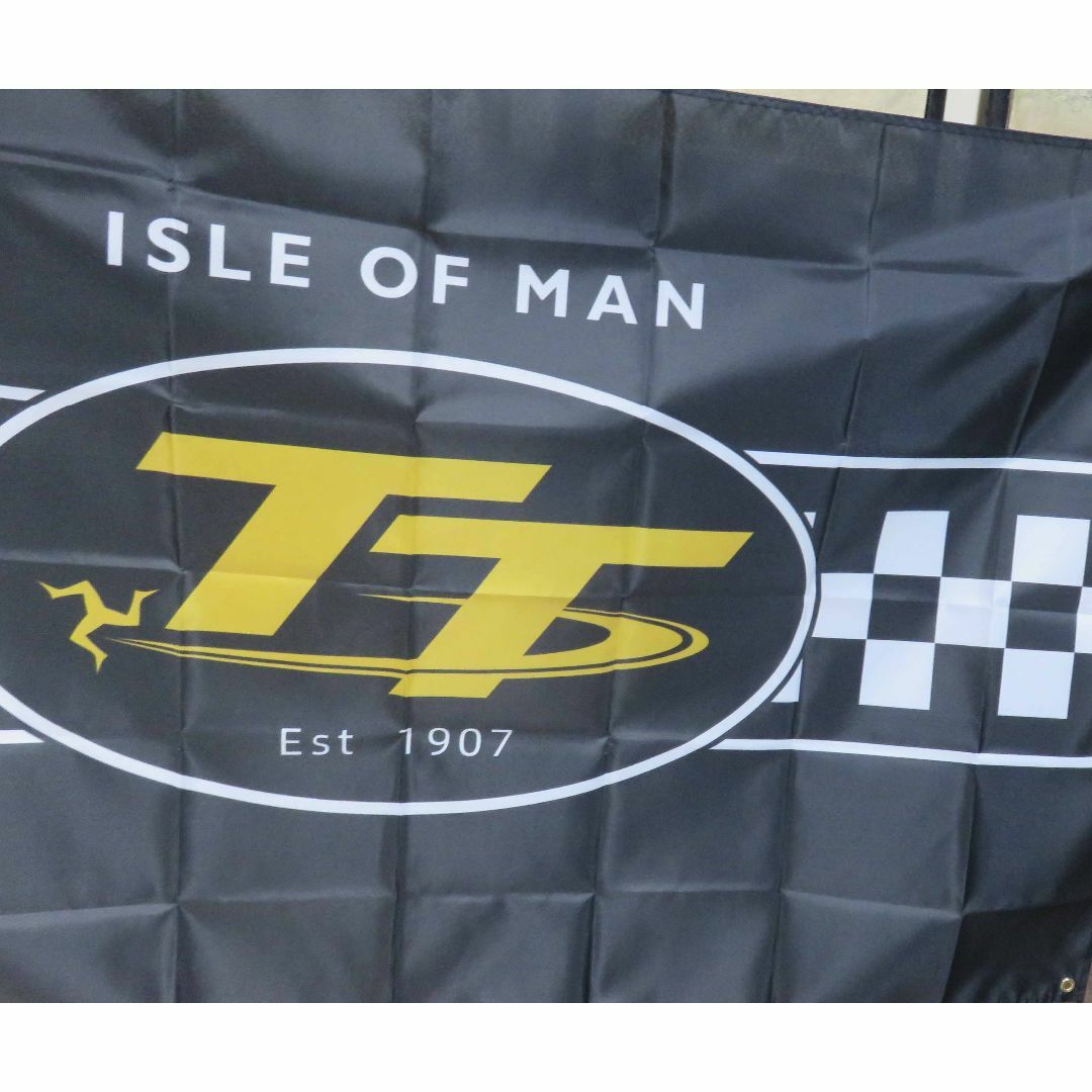 『特大９』黒TTマン島TTレースIsle of Manフラッグ旗UK二輪車レース 自動車/バイクのバイク(その他)の商品写真