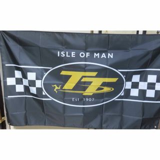 『特大９』黒TTマン島TTレースIsle of Manフラッグ旗UK二輪車レース(その他)