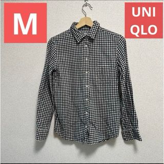 ユニクロ(UNIQLO)の（58）M UNIQLOブラック　ギンガムチェック　シャツ(シャツ/ブラウス(長袖/七分))