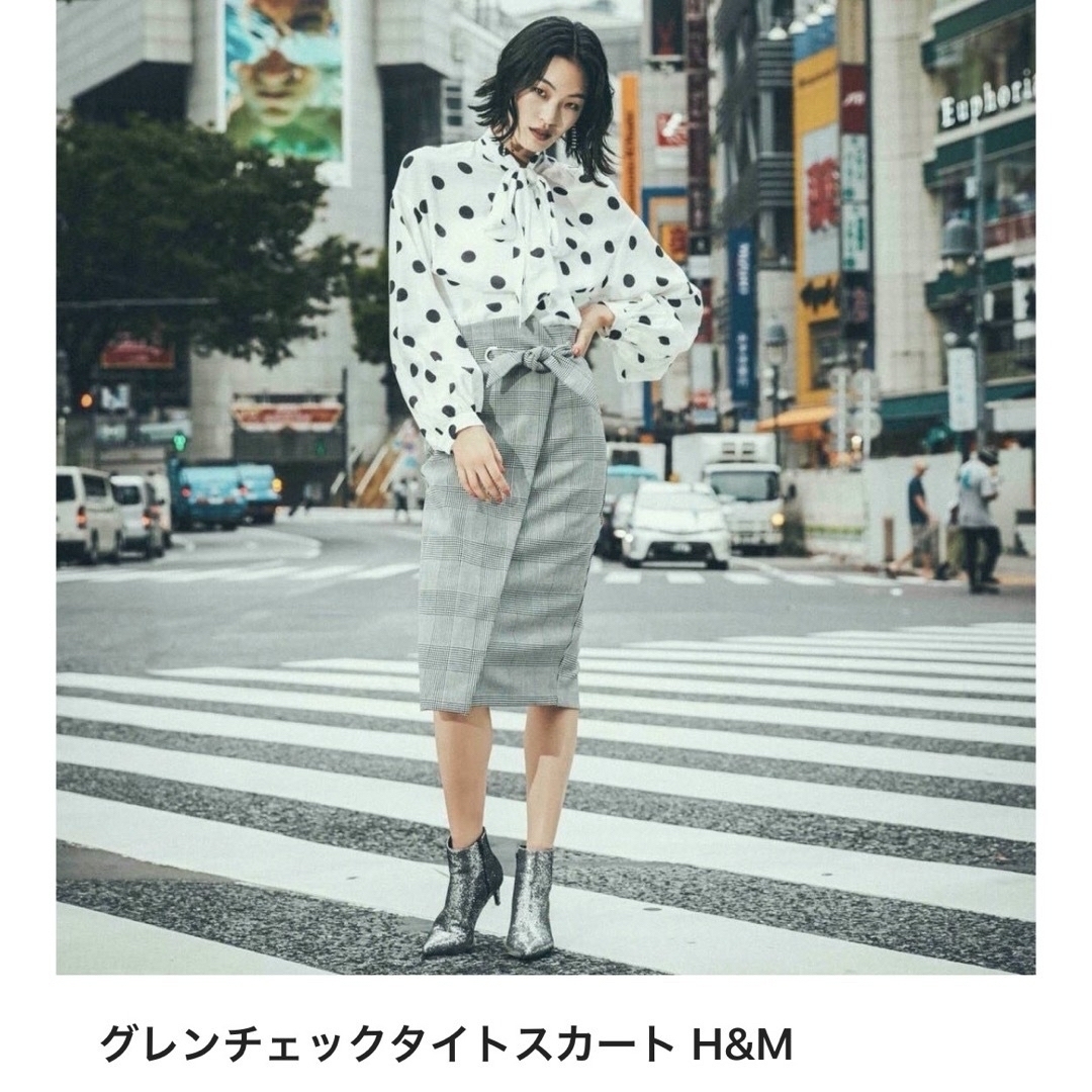 H&M - グレンチェックタイトスカート H&M グレー サイズ34の通販 H&M - グレンチェックタイトスカート H&M グレー サイズ34の通販