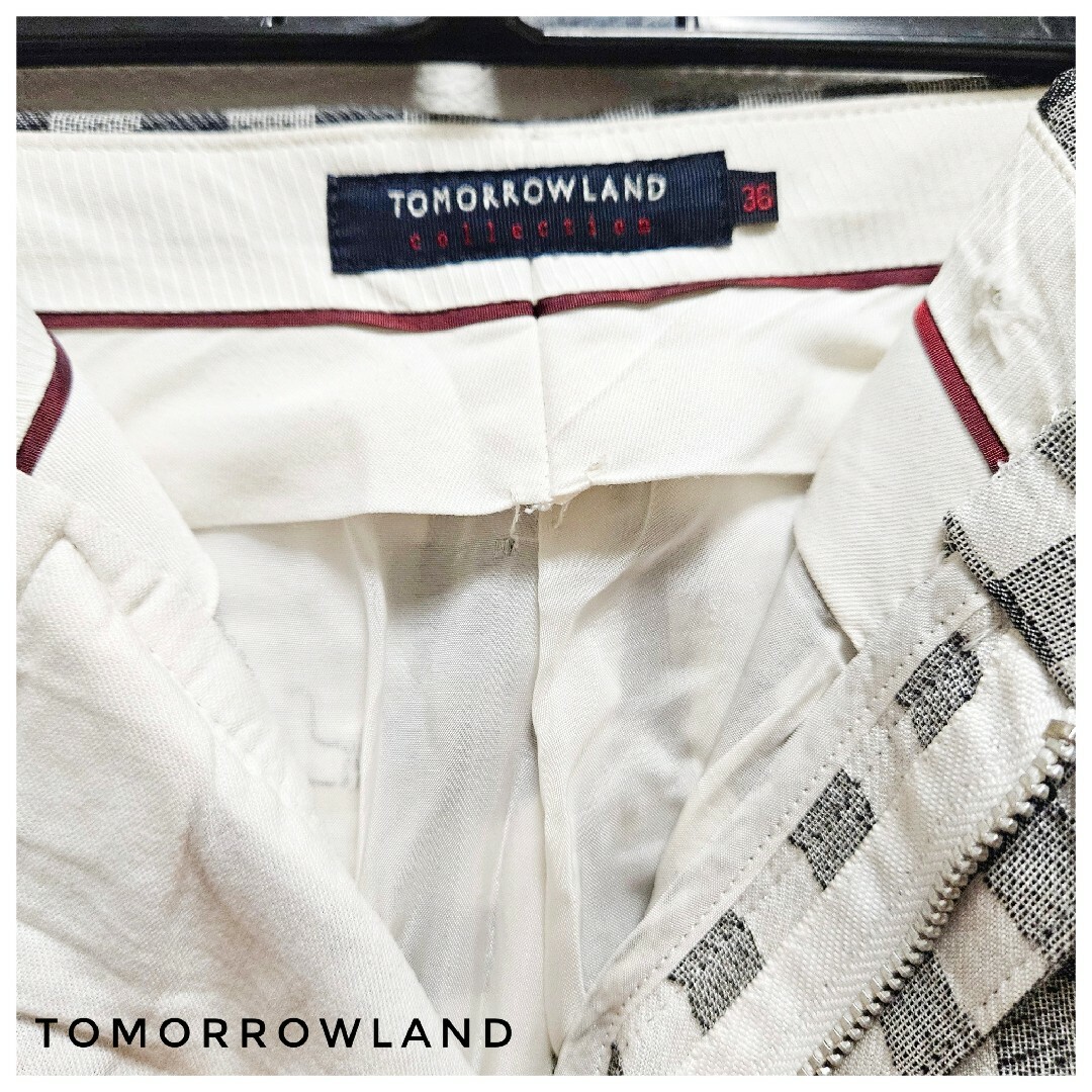 TOMORROWLAND(トゥモローランド)のTOMORROWLAND　チェック柄　クロップドパンツ　訳アリ　S〜M相当　端切 レディースのパンツ(クロップドパンツ)の商品写真