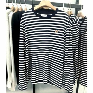 メゾンキツネ(MAISON KITSUNE')のメゾンキツネ マリンTシャツ ボーダー 新品タグ ユニセックス Sサイズ(Tシャツ/カットソー(七分/長袖))