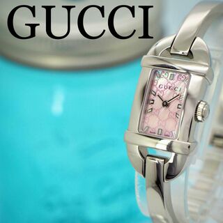 グッチ(Gucci)の442【美品】グッチ時計　レディース腕時計　バングル　ピンクシェル　箱付き　人気(腕時計)