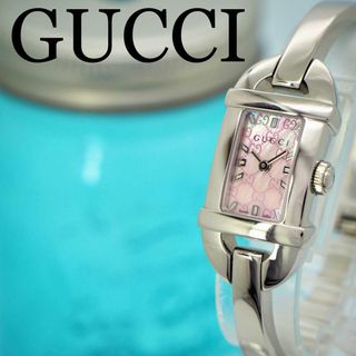 グッチ(Gucci)の442【美品】グッチ時計　レディース腕時計　バングル　ピンクシェル　箱付き　人気(腕時計)