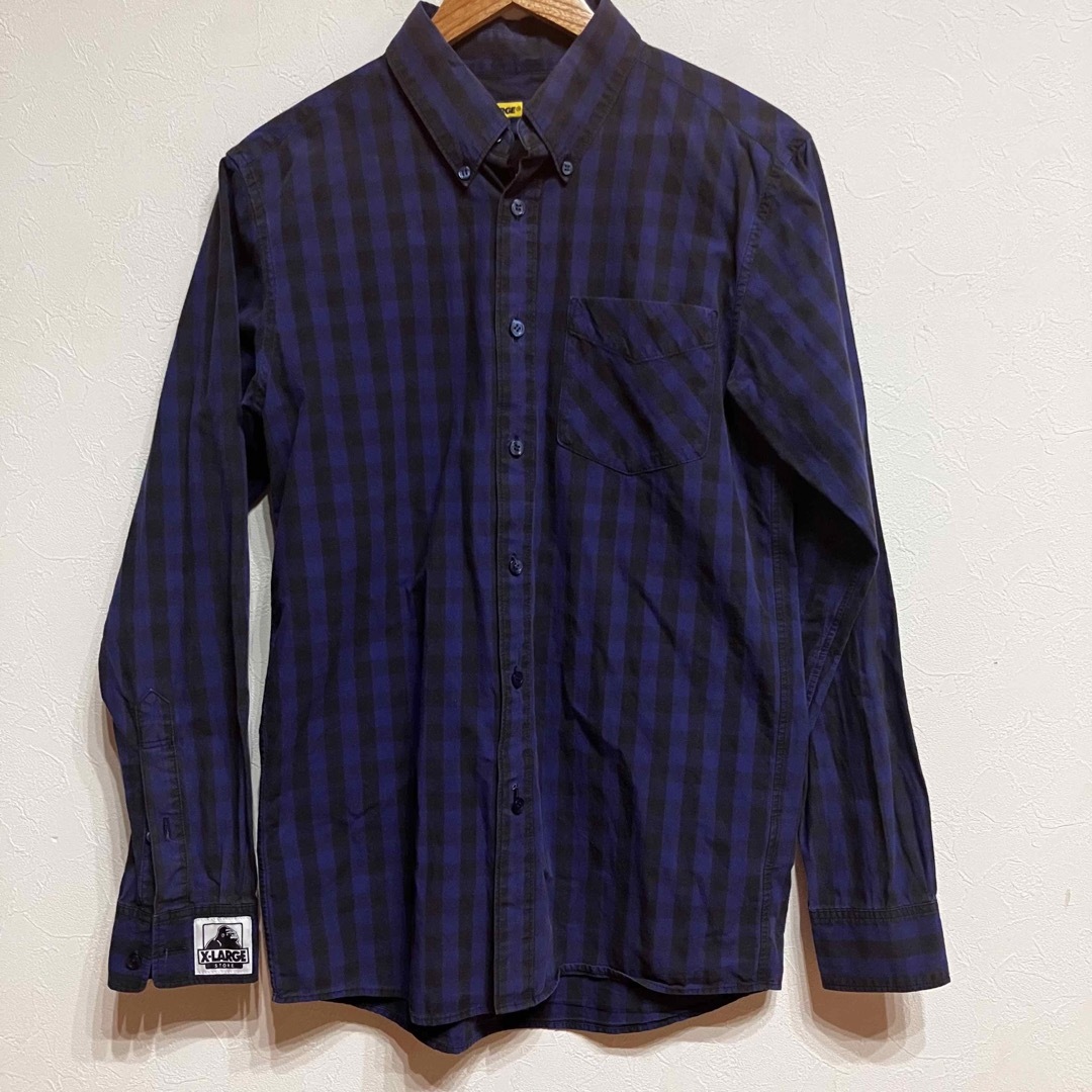 XLARGE(エクストララージ)の【複数割】エクストララージ　X-LARGE 長袖チェックシャツ　紫×黒　Mサイズ メンズのトップス(シャツ)の商品写真