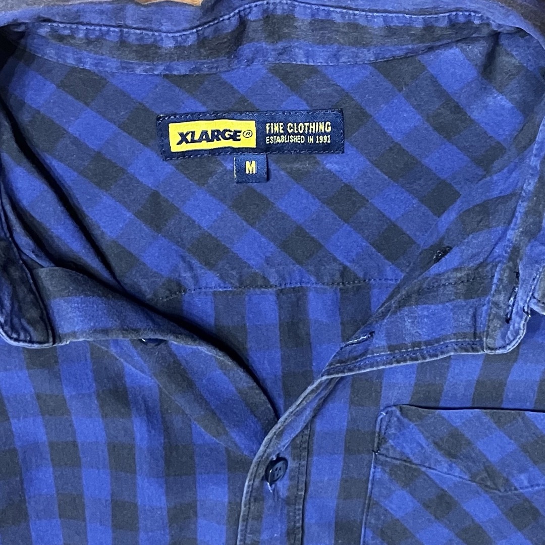 XLARGE(エクストララージ)の【複数割】エクストララージ　X-LARGE 長袖チェックシャツ　紫×黒　Mサイズ メンズのトップス(シャツ)の商品写真