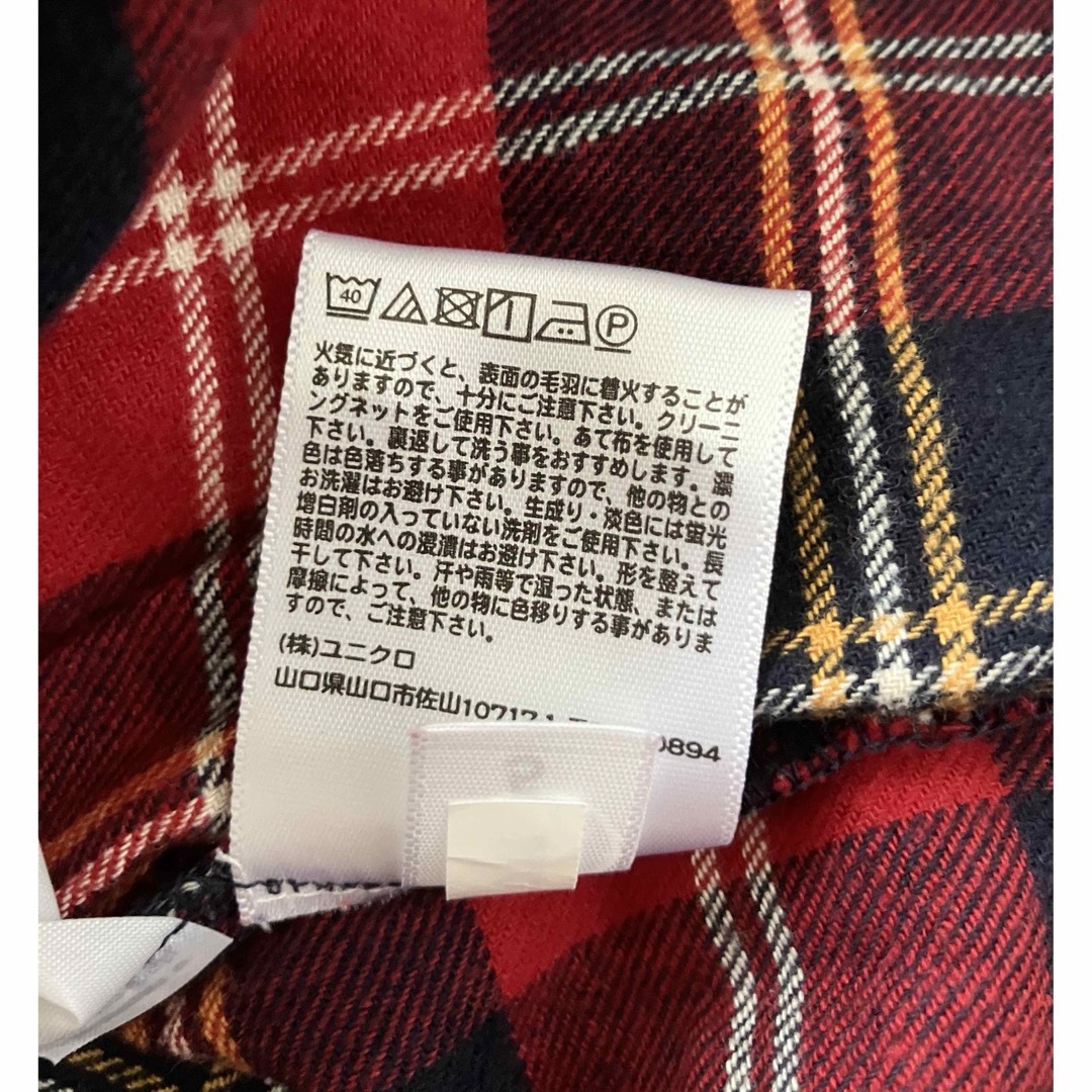 UNIQLO(ユニクロ)の【新品・未使用】ユニクロ　キッズ　フランネルチェックワンピース　シャツ　110 キッズ/ベビー/マタニティのキッズ服女の子用(90cm~)(ワンピース)の商品写真