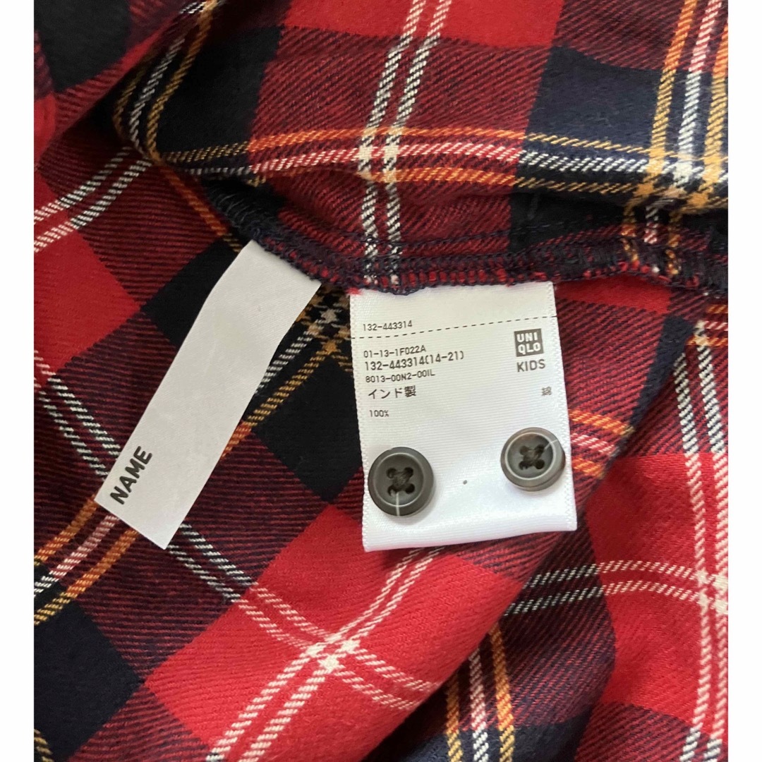 UNIQLO(ユニクロ)の【新品・未使用】ユニクロ　キッズ　フランネルチェックワンピース　シャツ　110 キッズ/ベビー/マタニティのキッズ服女の子用(90cm~)(ワンピース)の商品写真