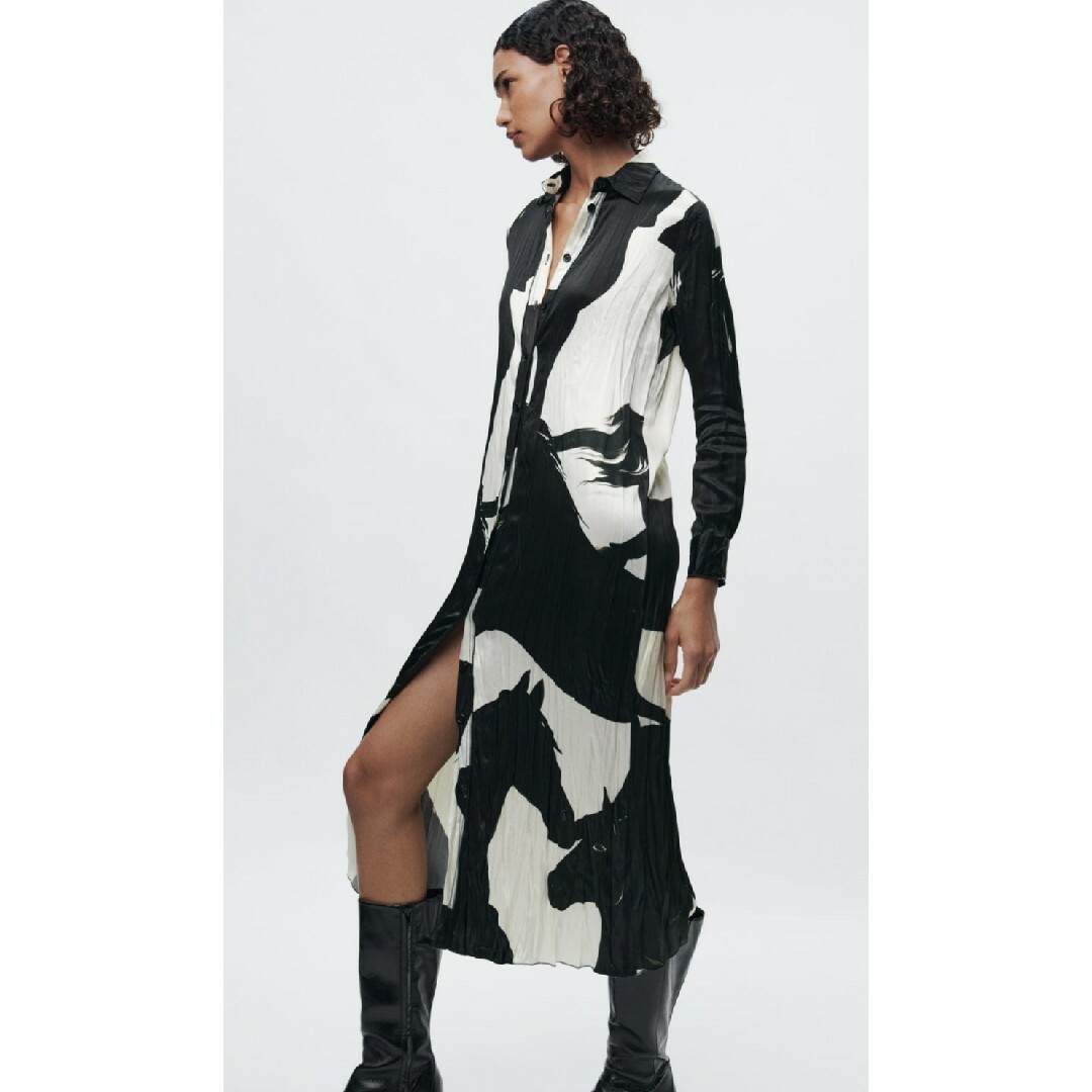 ZARA - ZARA ZW COLLECTION ホース プリント シャツワンピース M ZARA - ZARA ZW COLLECTION ホース プリント シャツワンピース M