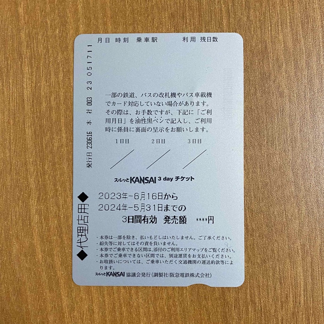スルッとKANSAI関西 PASS 乗車券 残り3回×1枚 私鉄乗り放題 チケットの乗車券/交通券(鉄道乗車券)の商品写真