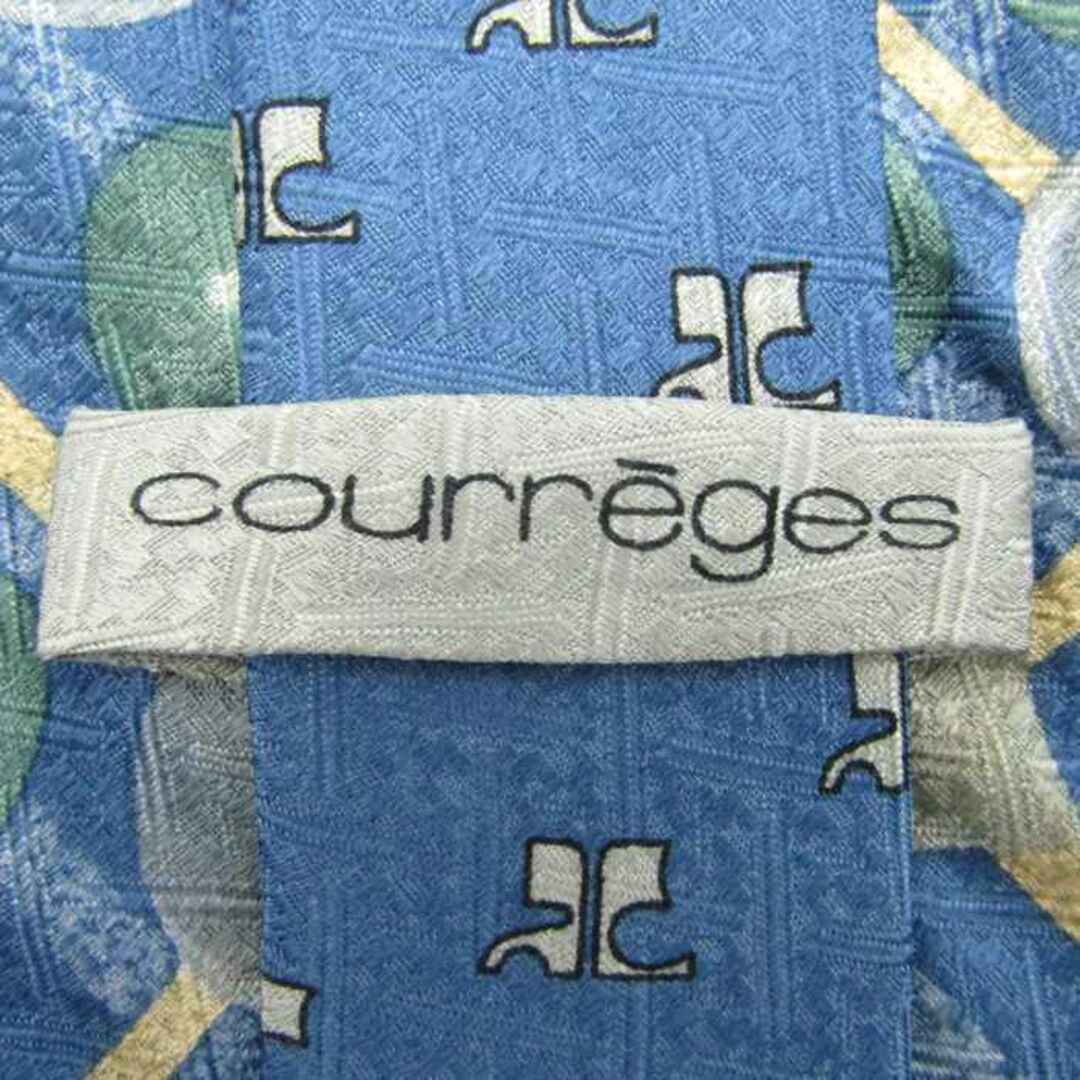 Courreges(クレージュ)のクレージュ ブランド ネクタイ ロゴ ドット 格子柄 シルク イタリア製 メンズ ブルー courreges メンズのファッション小物(ネクタイ)の商品写真