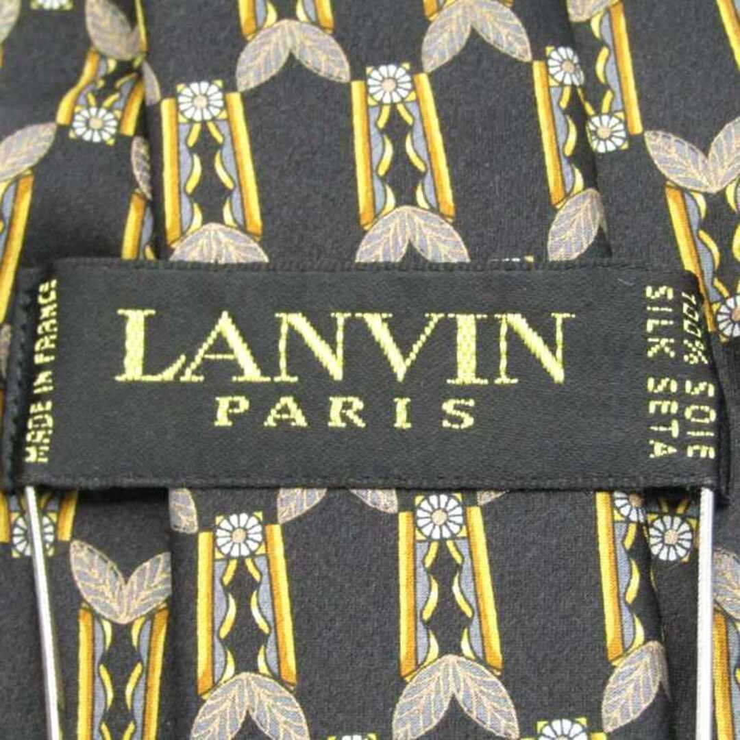 LANVIN(ランバン)のランバン ブランド ネクタイ 花柄 リーフ柄 シルク フランス製 未使用タグ付 メンズ ブラック LANVIN メンズのファッション小物(ネクタイ)の商品写真