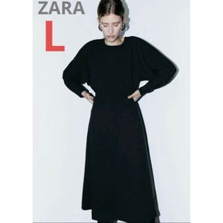 ザラ(ZARA)の新品ZARA ドレープ ミディワンピースL(ロングワンピース/マキシワンピース)