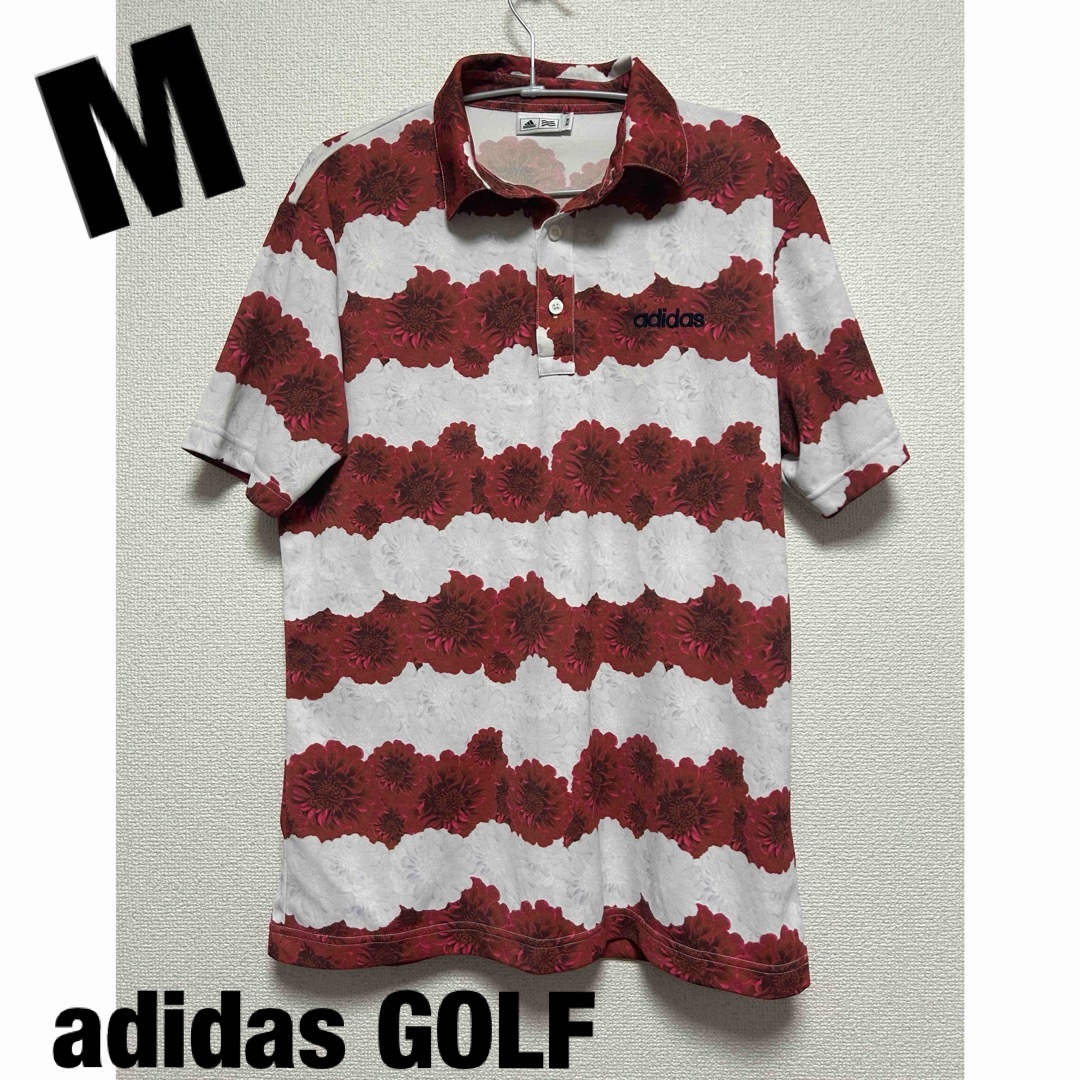 adidas(アディダス)の美品 アディダスゴルフ adidas GOLF ポロシャツ　花柄　サイズM スポーツ/アウトドアのゴルフ(ウエア)の商品写真