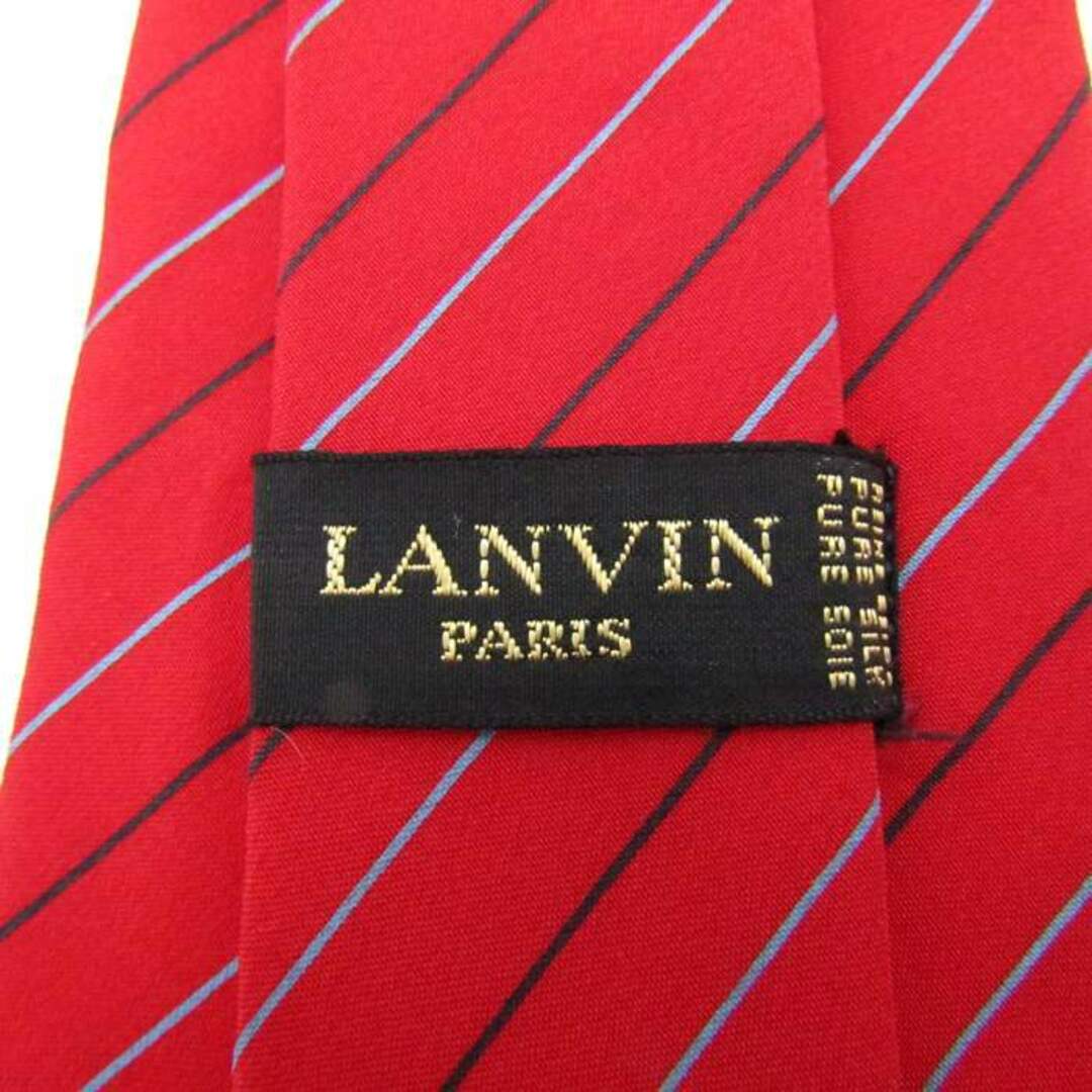 LANVIN(ランバン)のランバン ブランド ネクタイ ロゴ ストライプ柄 シルク メンズ レッド LANVIN メンズのファッション小物(ネクタイ)の商品写真