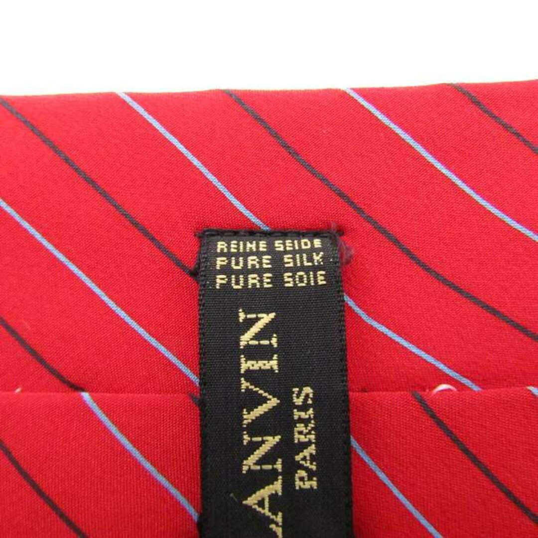 LANVIN(ランバン)のランバン ブランド ネクタイ ロゴ ストライプ柄 シルク メンズ レッド LANVIN メンズのファッション小物(ネクタイ)の商品写真
