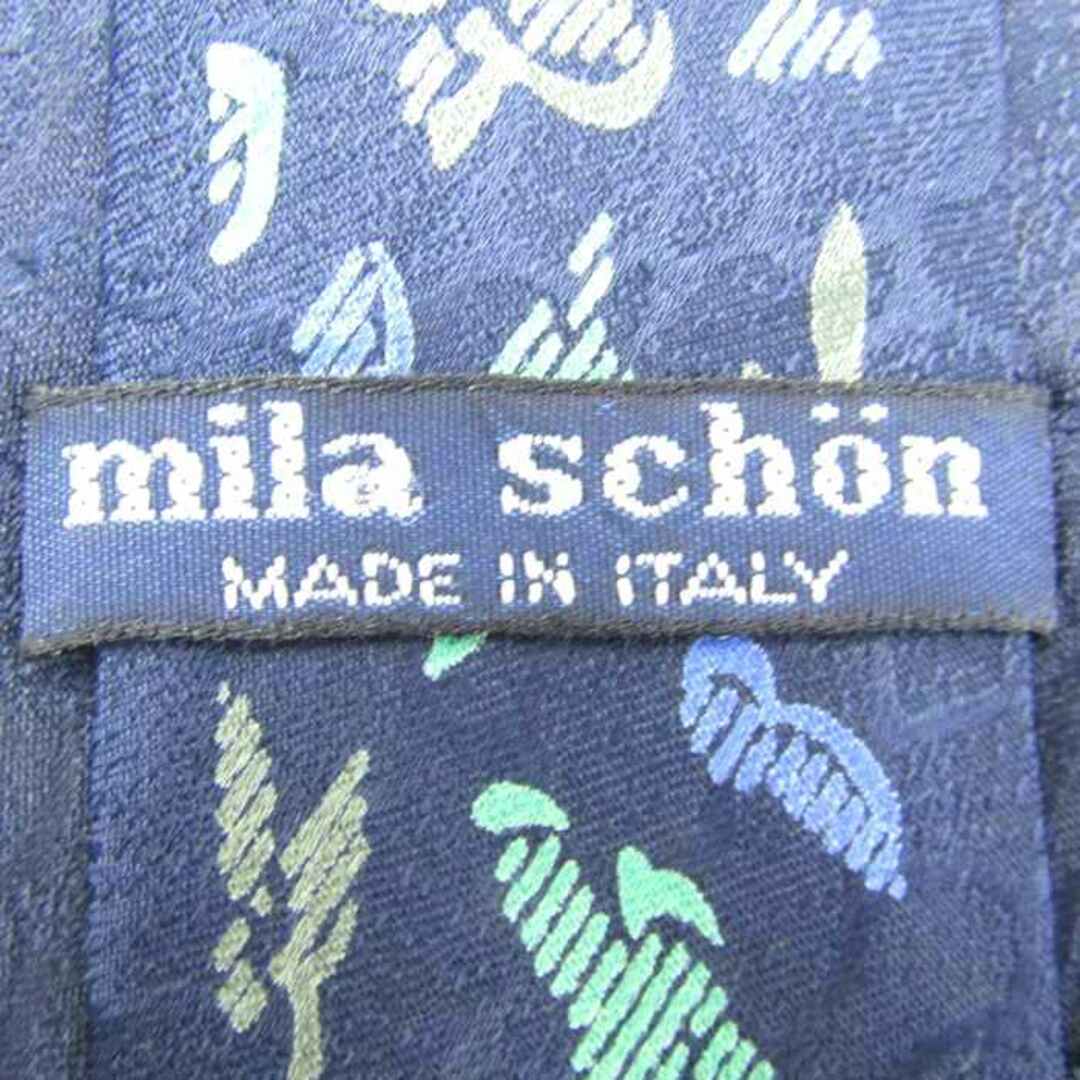 mila schon(ミラショーン)のミラショーン ブランド ネクタイ ロゴ パネル柄 シルク イタリア製 メンズ ネイビー mila schon メンズのファッション小物(ネクタイ)の商品写真