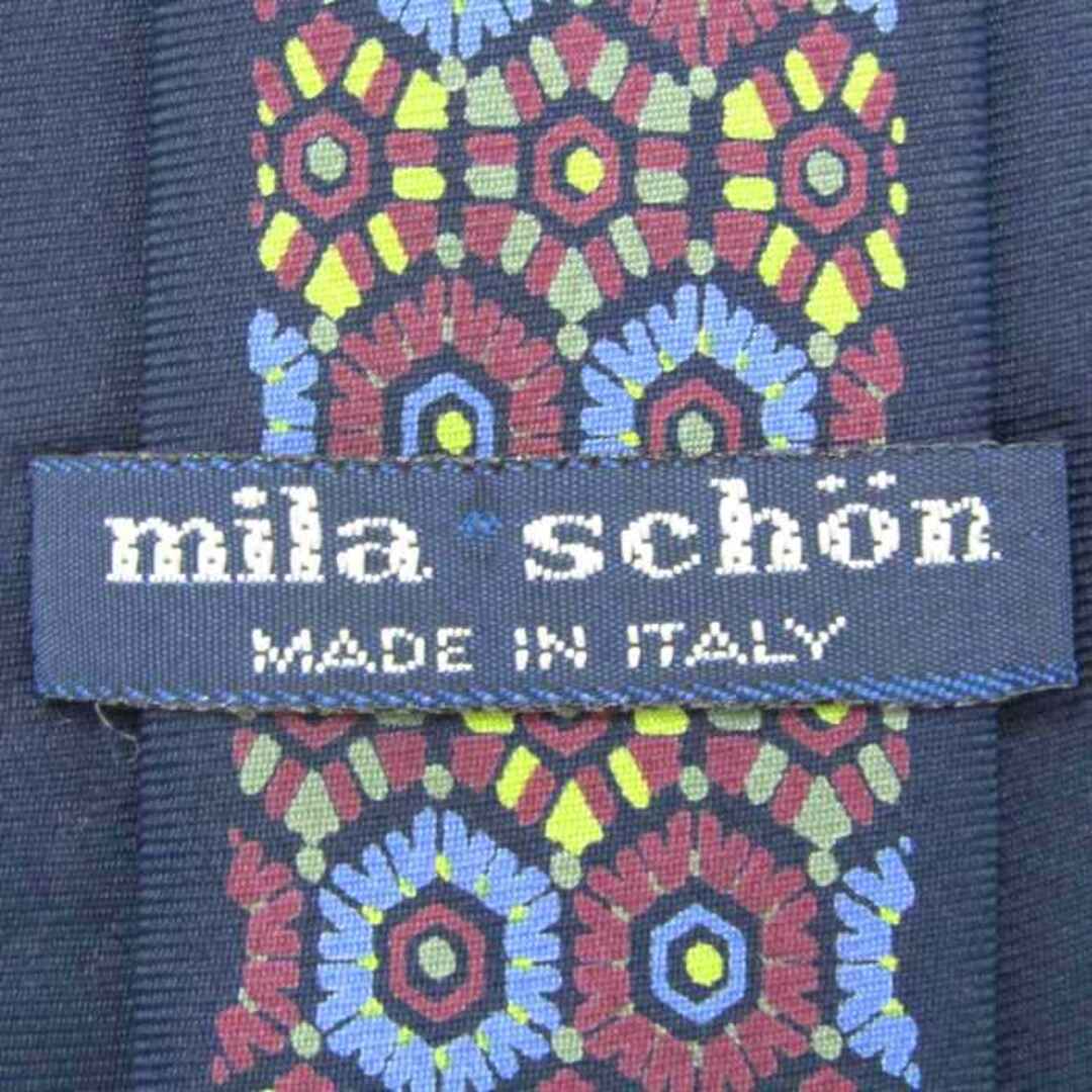 mila schon(ミラショーン)のミラショーン ブランド ネクタイ ロゴ 花柄 ドット シルク イタリア製 メンズ ネイビー mila schon メンズのファッション小物(ネクタイ)の商品写真