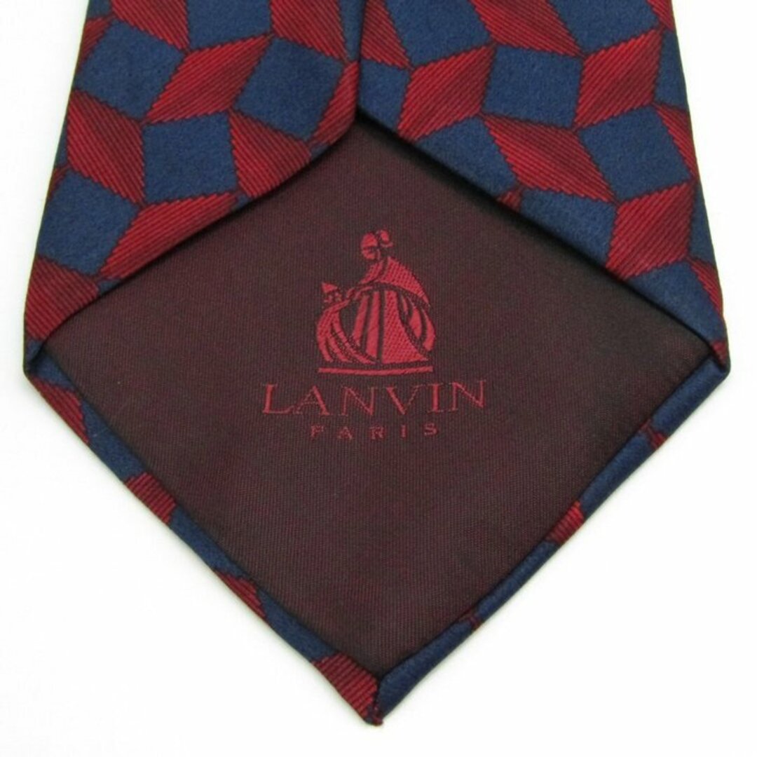 LANVIN(ランバン)のランバン ブランド ネクタイ チェック柄 格子柄 パネル柄 シルク フランス製 メンズ ネイビー LANVIN メンズのファッション小物(ネクタイ)の商品写真