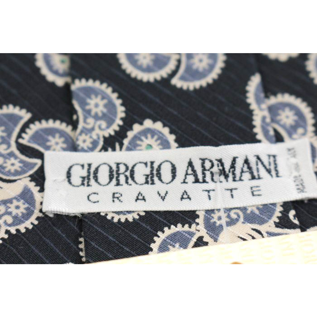 Giorgio Armani(ジョルジオアルマーニ)のジョルジオアルマーニ ブランド ネクタイ シルク ペイズリー柄 未使用タグ付 メンズ ブラック GIORGIO ARMANI メンズのファッション小物(ネクタイ)の商品写真