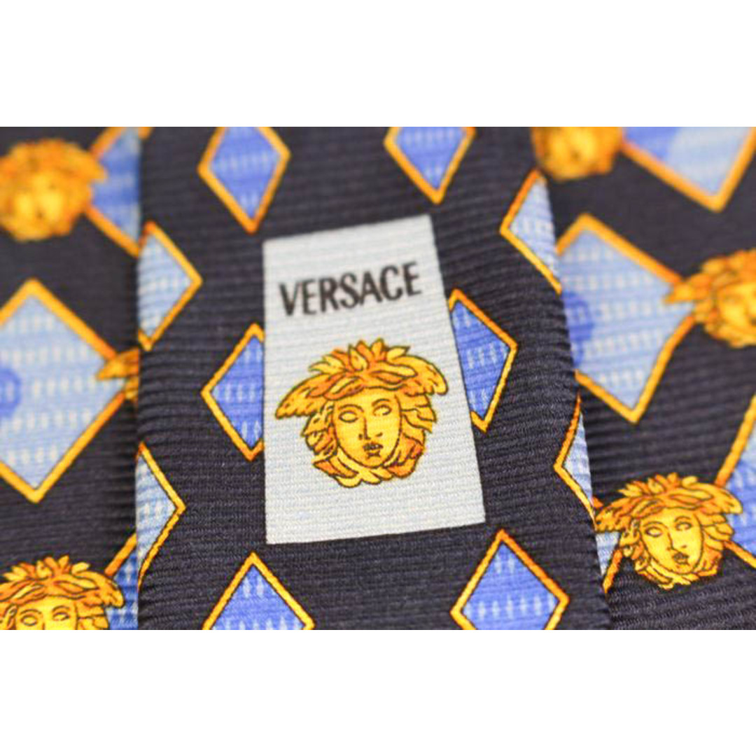 VERSACE(ヴェルサーチ)のヴェルサーチ ブランド ネクタイ シルク メドゥーサ柄 小紋柄 伊製生地 メンズ ネイビー VERSACE メンズのファッション小物(ネクタイ)の商品写真