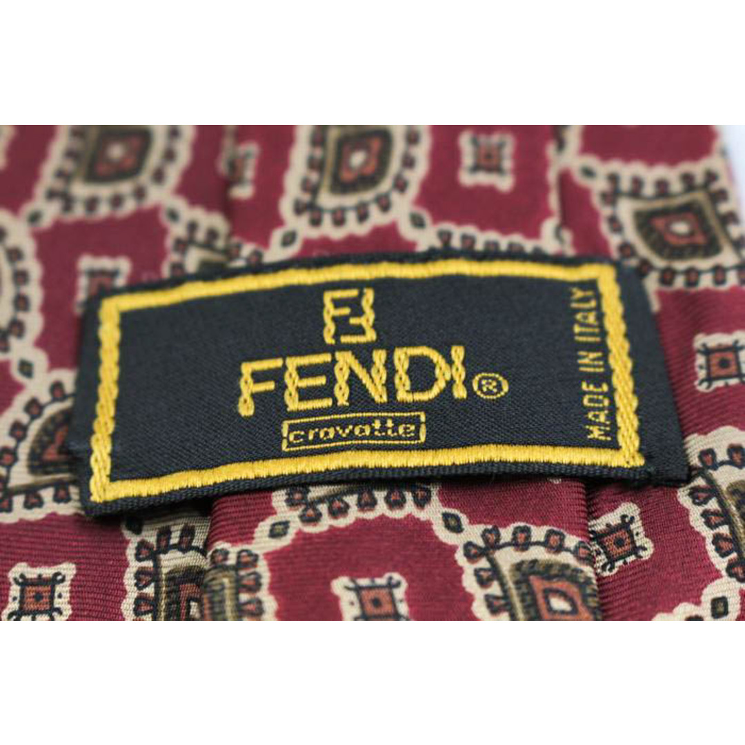 FENDI(フェンディ)のフェンディ ブランド ネクタイ シルク 小紋柄 総柄 ハンドメイド 高級 メンズ レッド FENDI メンズのファッション小物(ネクタイ)の商品写真