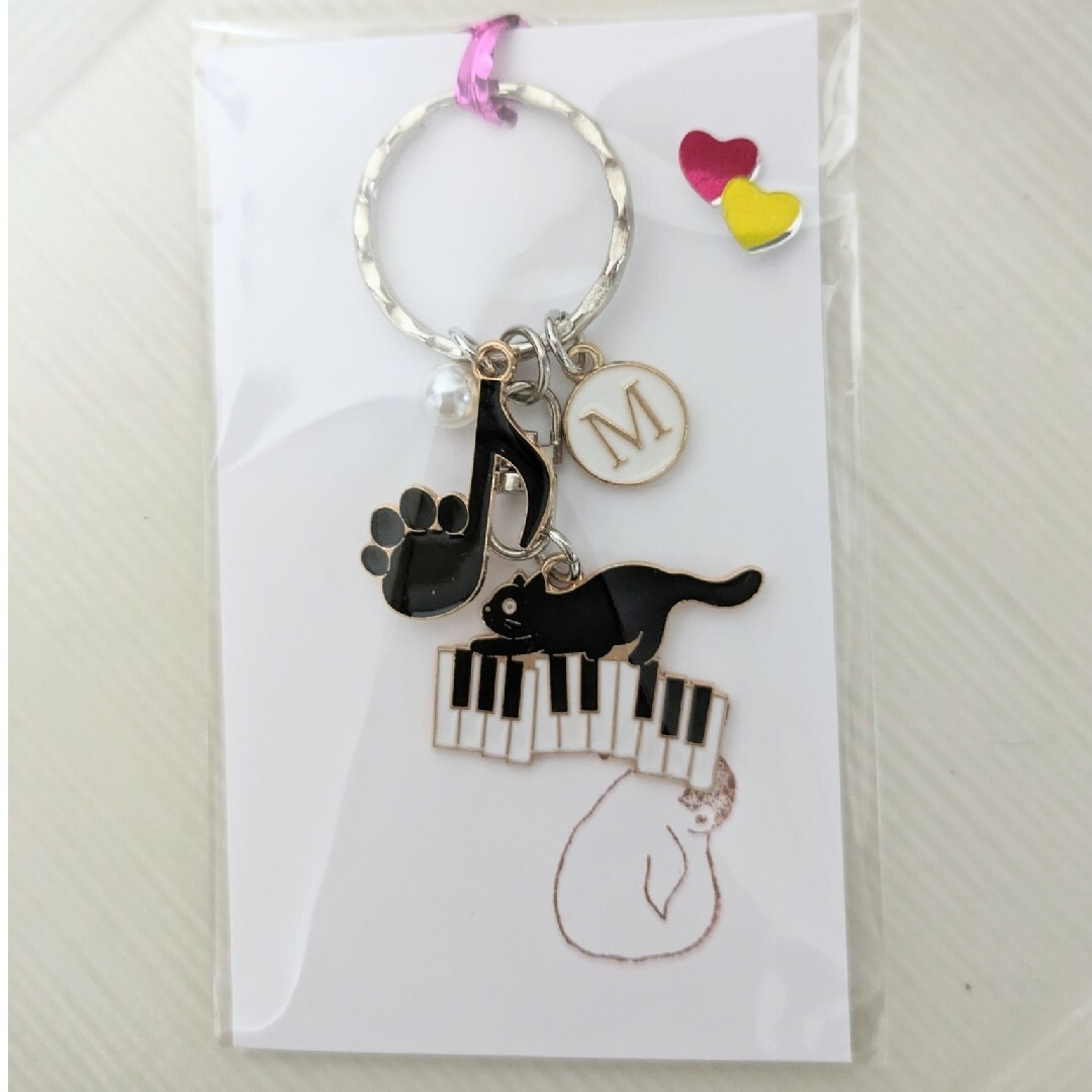 ピアノネコちゃんキーホルダー レディースのファッション小物(キーホルダー)の商品写真