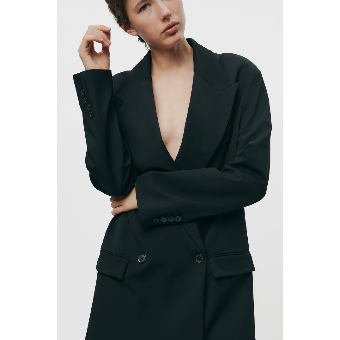 ZARA(ザラ)のZARA　ZW COLLECTION オーバーサイズ ロングブレザー　M-L レディースのジャケット/アウター(テーラードジャケット)の商品写真