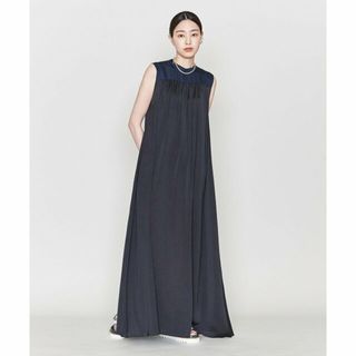 ASTRAET - 【NAVY】<ASTRAET>サテン コンビ ノースリーブフレアワンピース