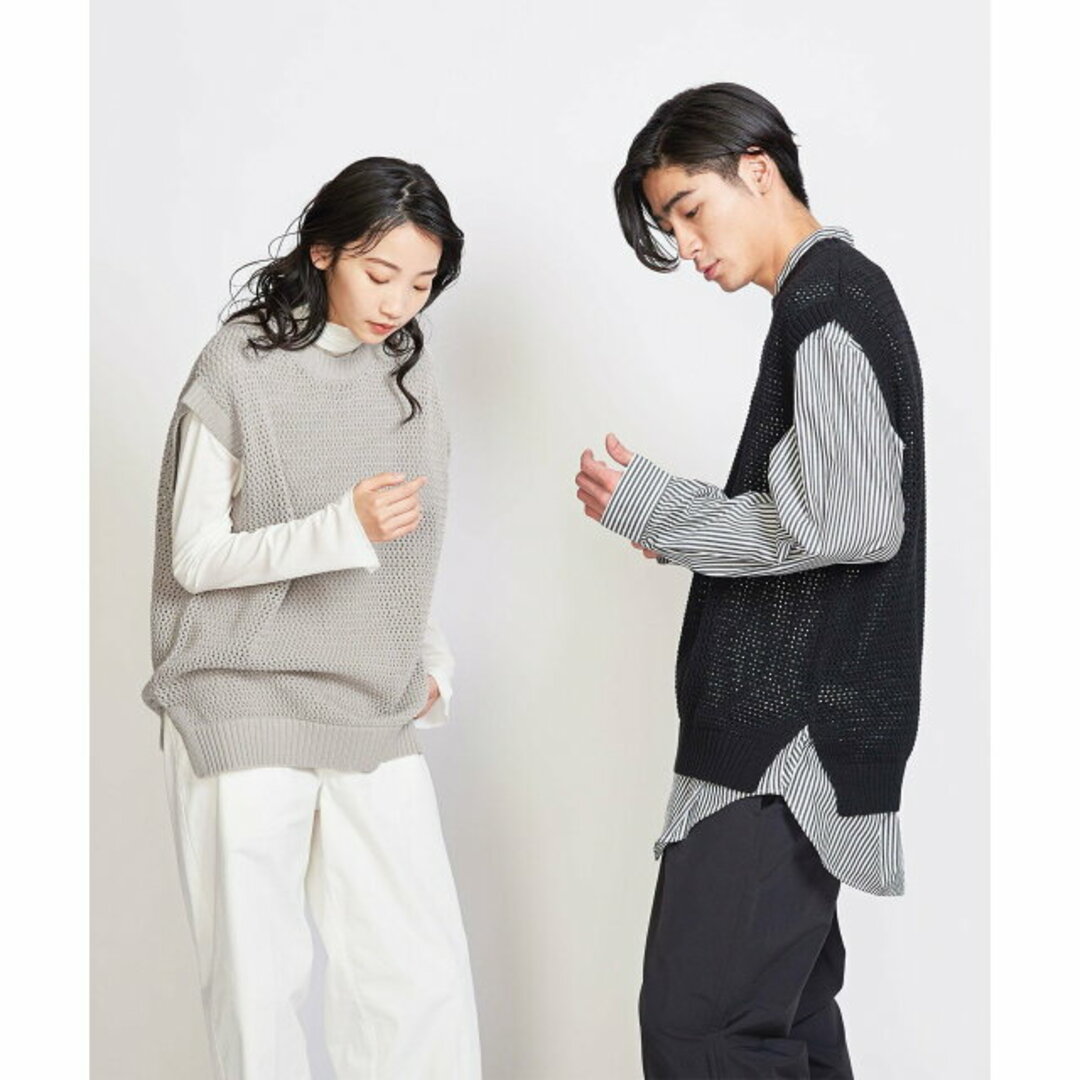 BEAUTY&YOUTH UNITED ARROWS(ビューティアンドユースユナイテッドアローズ)の【BLACK】<info. BEAUTY&YOUTH> ルーズシルエット メッシュ ベスト メンズのトップス(ニット/セーター)の商品写真