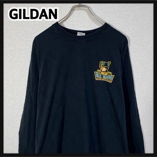 ギルタン(GILDAN)の ギルダン】長袖Tシャツ　ロンT　戦士　ELK　ワンポイントロゴ　ブラック黒F2(Tシャツ/カットソー(七分/長袖))