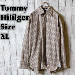 トミーヒルフィガー(TOMMY HILFIGER)のトミーヒルフィガー　クレイジーマルチカラー　オーバーサイズＸＬ　ストライプ古着(シャツ)