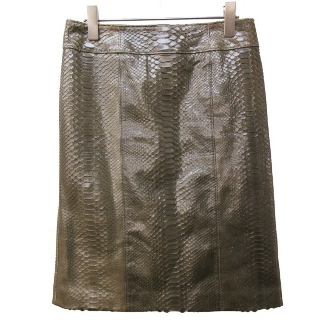 ダーマコレクション パイソンレザー スカート ひざ丈 67-93 IBO47 レディースのスカート(ひざ丈スカート)の商品写真