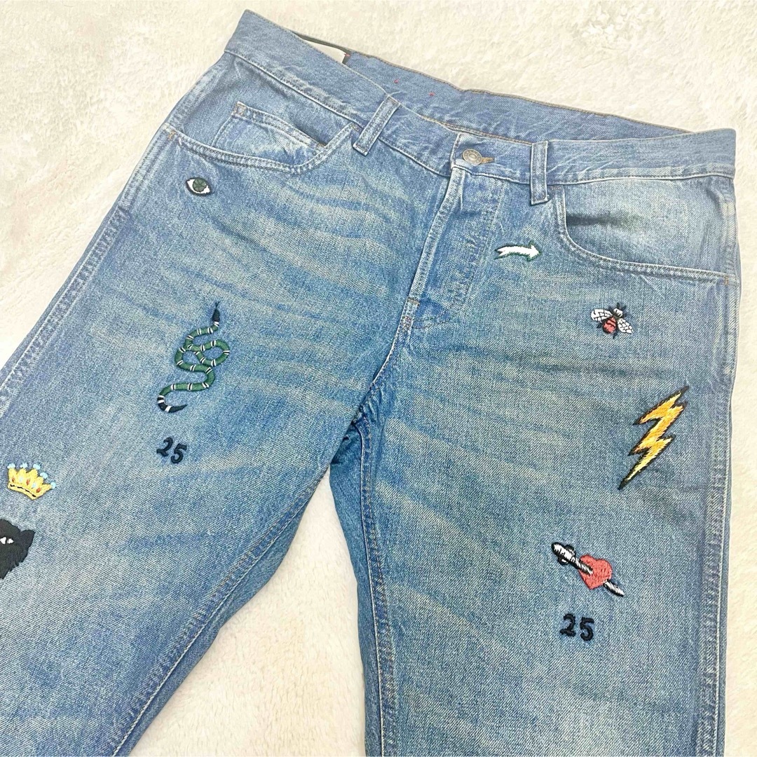 新品GUCCI ダメージ加工テーパードデニム シンボルデニムsize30