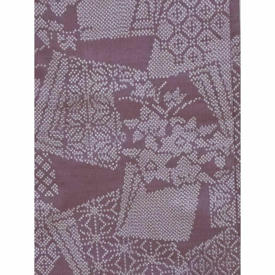 【Z8010】Ｓ大きいサイズお仕立て上がり正絹紬　灰色がかった紫色地に花柄 レディースの水着/浴衣(着物)の商品写真