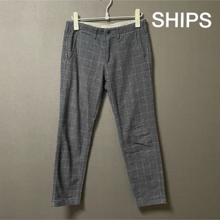 SHIPS - SHIPS コットン チェック パンツ ネイビー メンズ 31