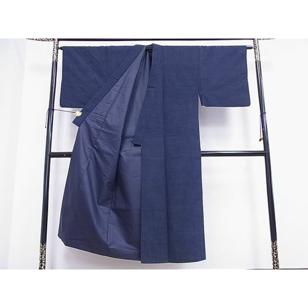 平和屋川間店■男性　紬　色無地　留紺色　逸品　fe4344 メンズの水着/浴衣(着物)の商品写真