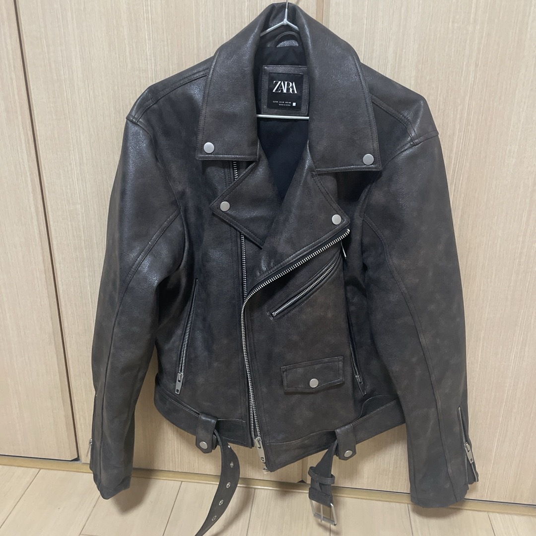 ZARA(ザラ)のレザーライダースジャケット メンズのジャケット/アウター(ライダースジャケット)の商品写真