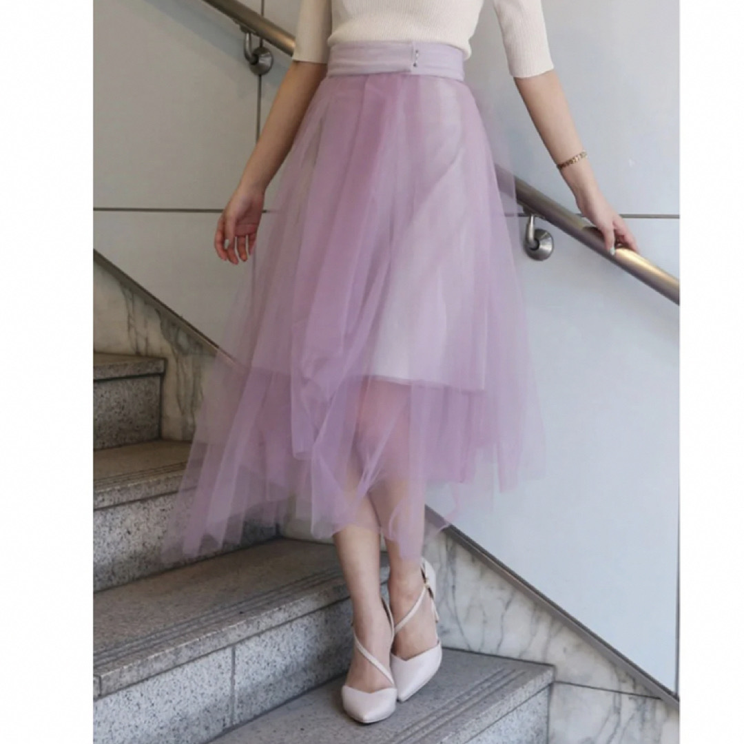 新品✨タグ付き♪定価9,790円　エレガント💖チュールスカート  パープル系 レディースのスカート(その他)の商品写真