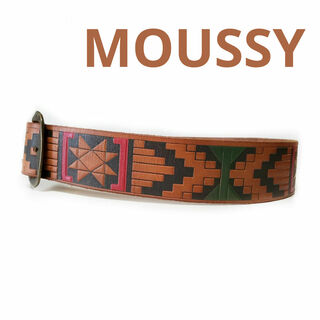 マウジー(moussy)の【MOUSSY】牛革ベルト・ユニセックス☆総柄(ベルト)