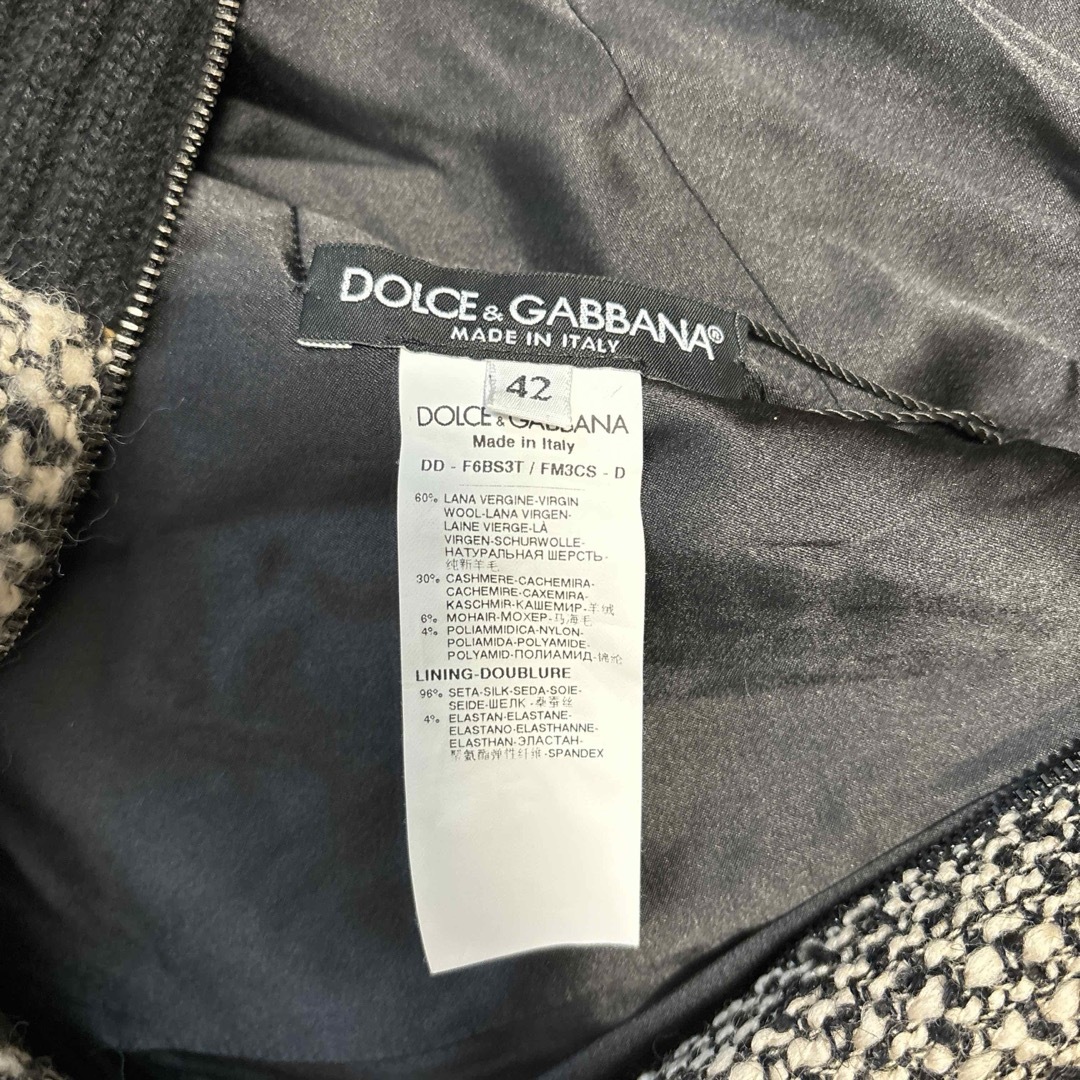 DOLCE&GABBANA(ドルチェアンドガッバーナ)の【美品】ドルチェ&ガッバーナ　ワンピース　ツイード　カシミヤ　シルク　42 レディースのワンピース(ひざ丈ワンピース)の商品写真