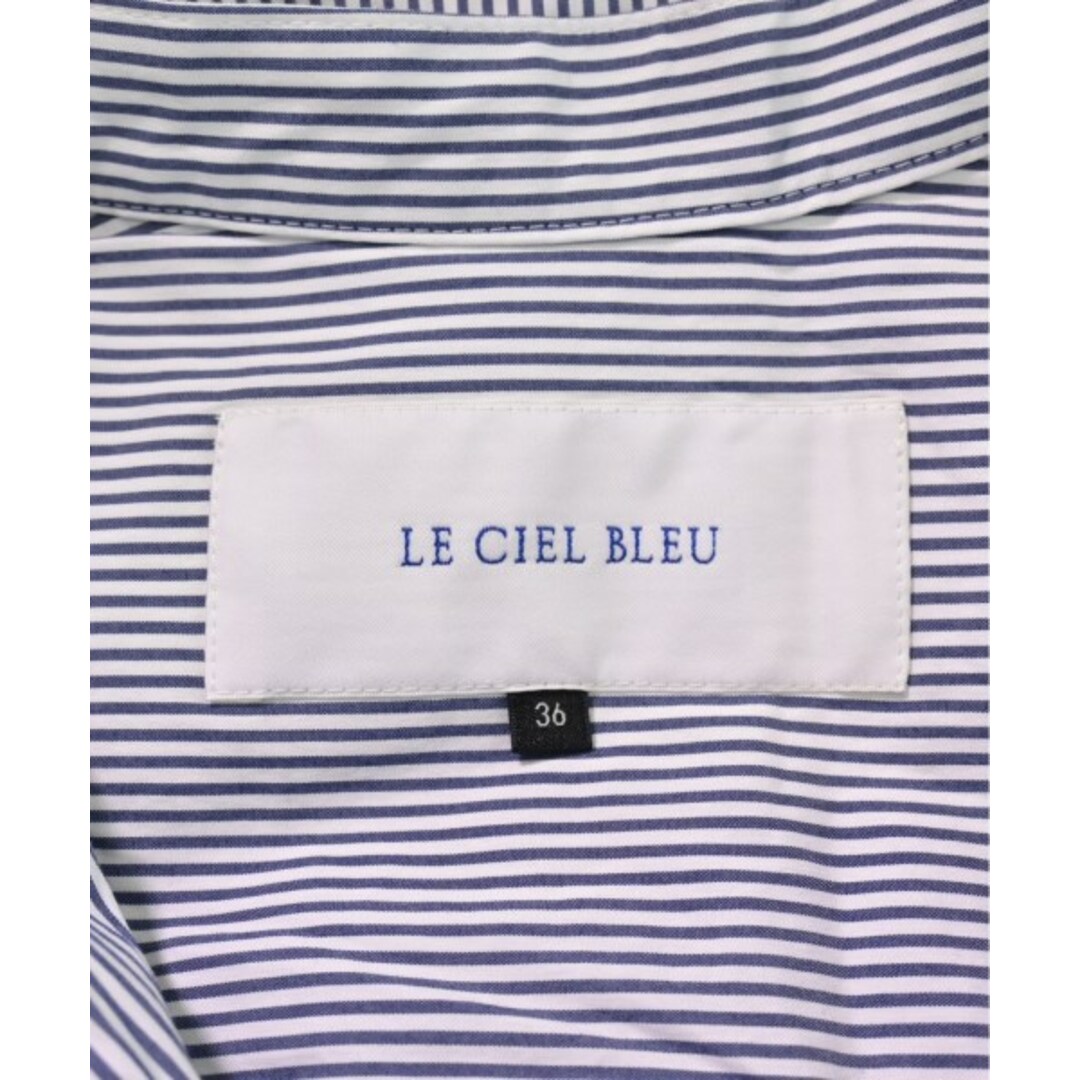 LE CIEL BLEU(ルシェルブルー)のLE CIEL BLEU シャツワンピース 36(S位) 紺x白(ストライプ) 【古着】【中古】 レディースのワンピース(その他)の商品写真