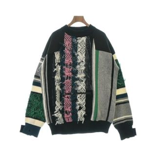 サカイ(sacai)のsacai サカイ ニット・セーター -(XXL位) 黒 【古着】【中古】(ニット/セーター)