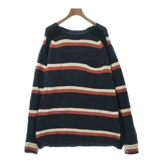 サカイ(sacai)のsacai ニット・セーター 4(XL位) 紺x赤xアイボリー(ボーダー) 【古着】【中古】(ニット/セーター)