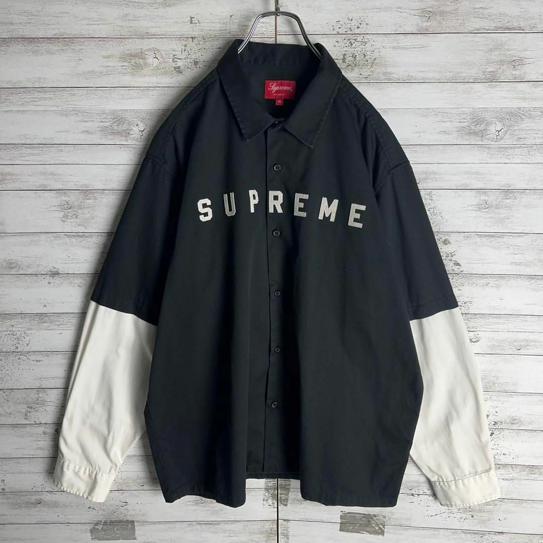 Supreme(シュプリーム)の9127【希少XLサイズ】シュプリーム☆ワッペンロゴ レイヤード長袖シャツ　美品 メンズのトップス(シャツ)の商品写真